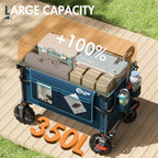 Portal 350L Collapsible Wagon Cart with Removable Canopy, 270LB Folding Utility Cart with Rear Door for Pet, Camping, Beach, and Outdoor Adventures