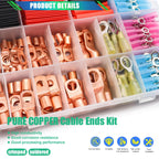 Twidec/180PCS Battery Cable Ends AWG 2 4 6 8 10 12 14 16 Gauge Copper Cable Wire Lugs,Ring Terminals Connectors,Copper Ring Terminals Connectors with Heat Shrink N-105-180PCS