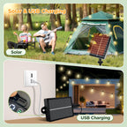 Skoiuc Solar String Lights Outdoor Waterproof with Remote & Timer, LED Shatterproof ST38 Bulbs, USB & Solar Powered Patio Lights for Backyard, Porch, Garden, Wedding, Christmas Decor (25FT)