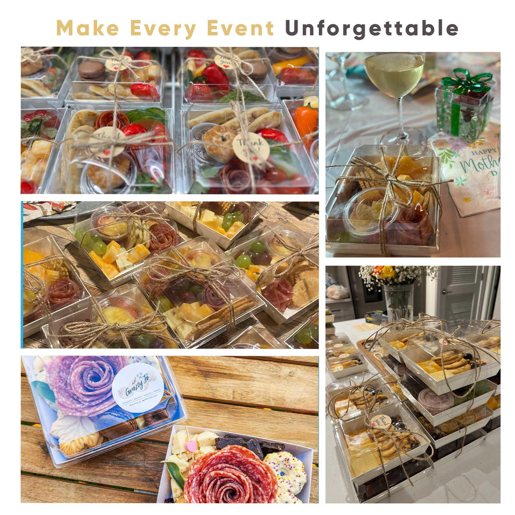 50 Pack 5in Small Charcuterie Boxes with Clear Lids, Mini Paper Containers