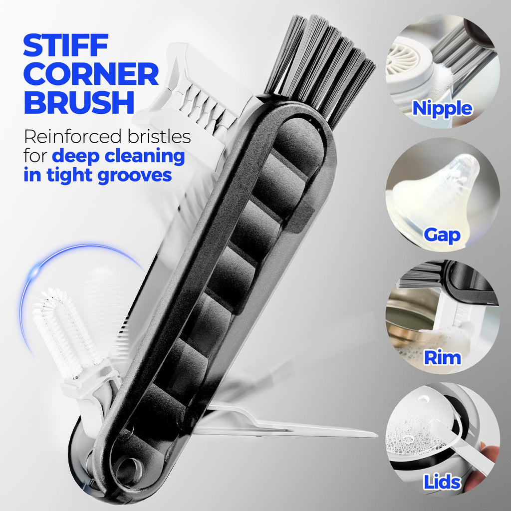 Holikme 6 Pack Bottle Brush 14" Stainless Steel Straw Cleaner Brush,Black