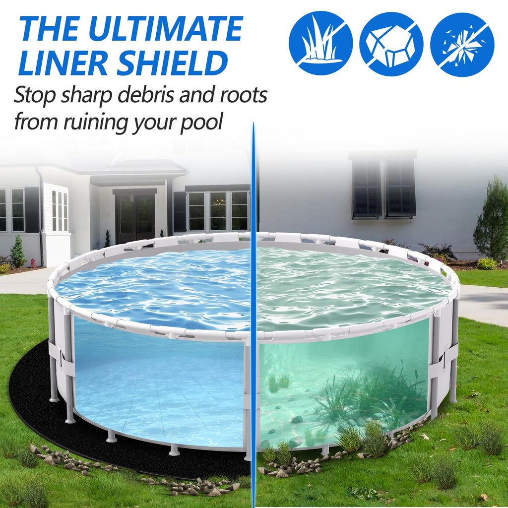 REGMICS 18ft Round Above Ground Pool Pad, 300G/M² (9oz/yz²) Heavy Duty Pool Mats for Floor, Seamless Puncture Resistant Under Pool Mat, Professional Ground Protector for Gravel & Concrete, Black