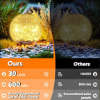 Coroor Garden Solar Ball Lights Outdoor Waterproof, 30 LED Cracked Glass Globe Solar Power Ground Lights for Path Yard Patio Lawn, Christmas Decoration Landscape Warm White(2 Pack 3.9'')