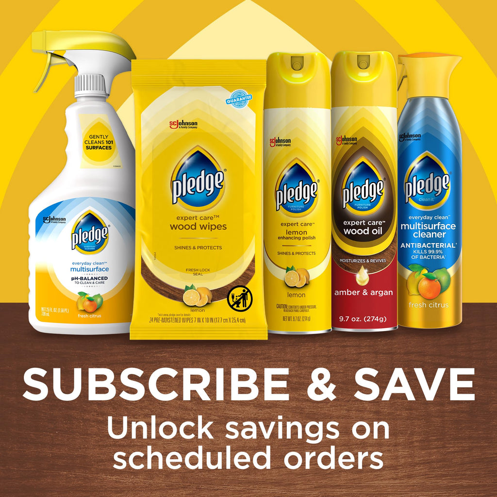 Pledge pH-Balanced Multisurface Cleaner Spray for Everyday Care, Fresh Citrus Scent, 25oz (Pack of 3)