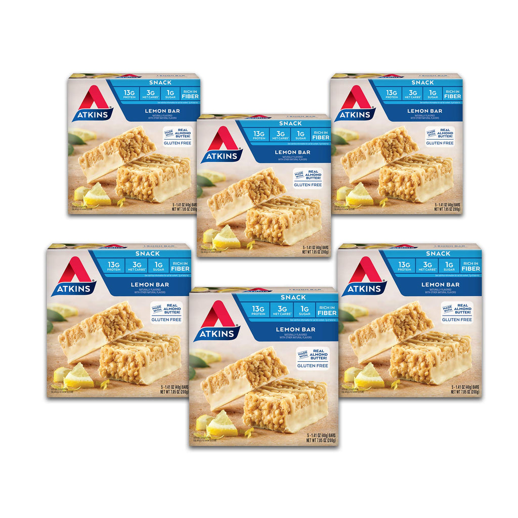 Atkins Snack Bar, Caramel Apple Pie, Naturally Flavored, Good Source of Protein and Fiber, Low Carb, Low Sugar (30 Bars)