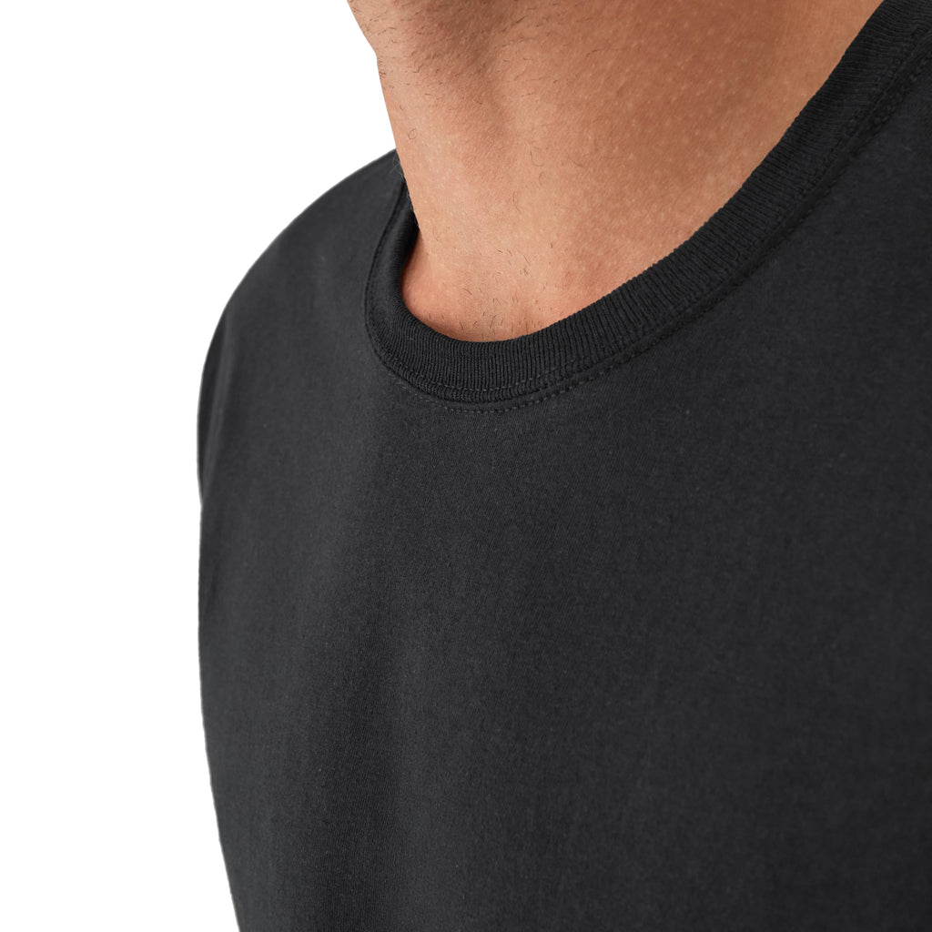 Hanes Mens Cotton, Moisture-wicking Crew Tee Undershirts, Multi-packs, Black/Grey/Blue Assorted - 6 Pack, Medium US