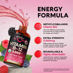 USDA Organic Vitamin B12 Sublingual Drops - 5000 mcg Liquid Vegan Methylcobalamin for Women & Men - Energy Boost, Focus & Mood, Brain Health Support - Maximize Absorption - 4 Month Supply, 4 fl oz