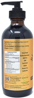PRIME NATURAL Organic Black Seed Oil 8oz | Cold Pressed Unrefined High Thymoquinone 1.7% USDA Certified | Turkish Origin Potent Pure Nigella Sativa Liquid | Vegan Omega 3 6 9, Antioxidant