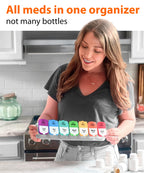 Extra Large Weekly Pill Organizer - XL Vitamin Holder with 7 Detachable AM PM Compartments - Portable Medicine Dispenser for Home and Travel, Big Supplement Container for Weekly or Daily Use, Rainbow
