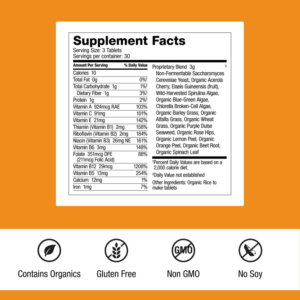 Dr. Schulze's SuperFood 100 - Everyday Superfood Supplement to Support Overall Wellness - Mutivitamin Support for Cellular Nutrition & Energy - Clean Ingredients - Gluten-Free & Dairy-Free - 90 Count