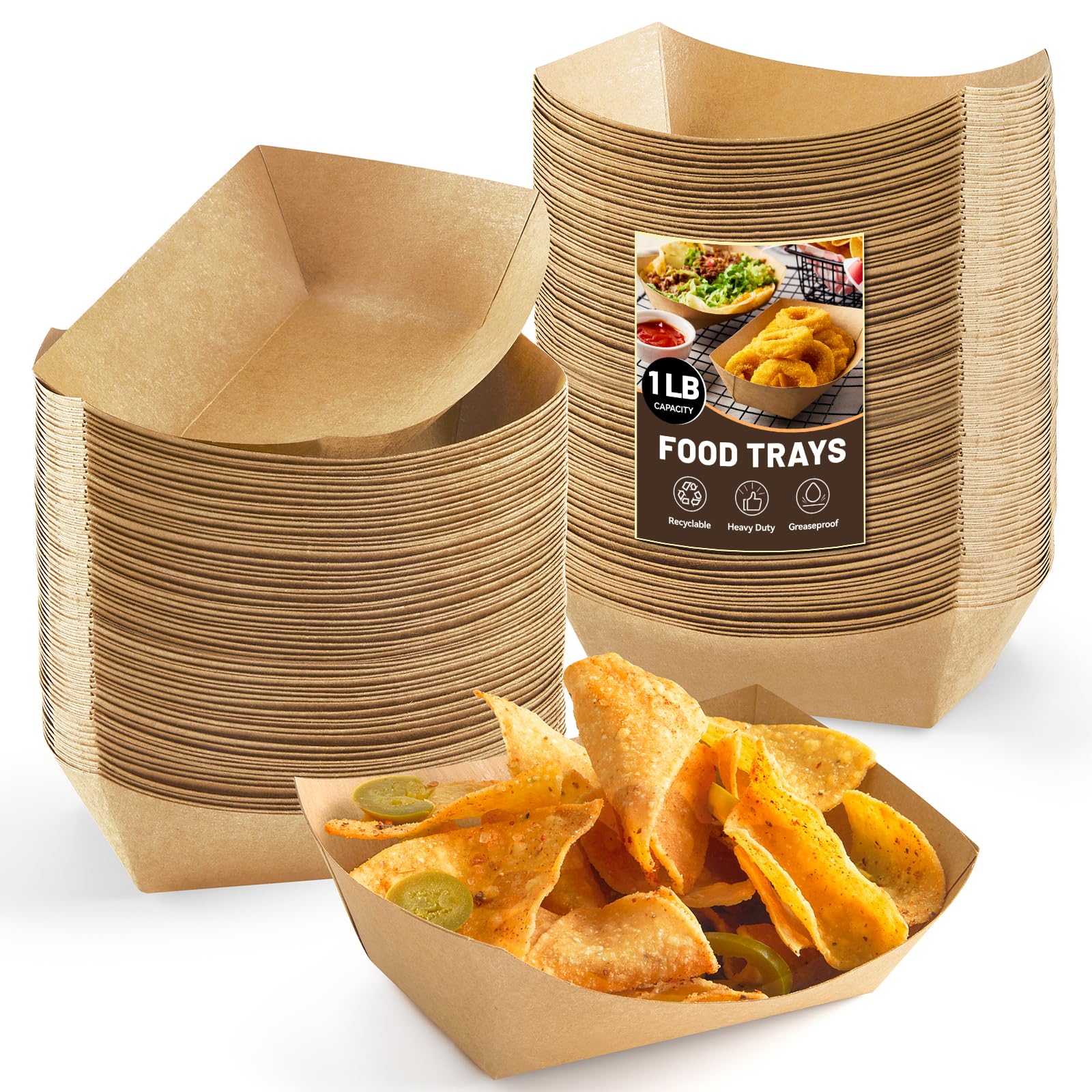 ZORRITA 100 Pack 1 Lb Small Paper Food Trays