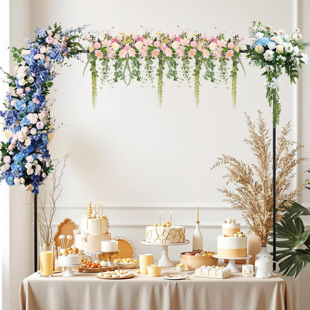 Over The Table Rod Stand with Clamps Adjustable Table Balloon Arch Stand for Party Wedding Anniversary, 34” to 98.43” Length, 30.25” to 47.25” Height(Color:Black)
