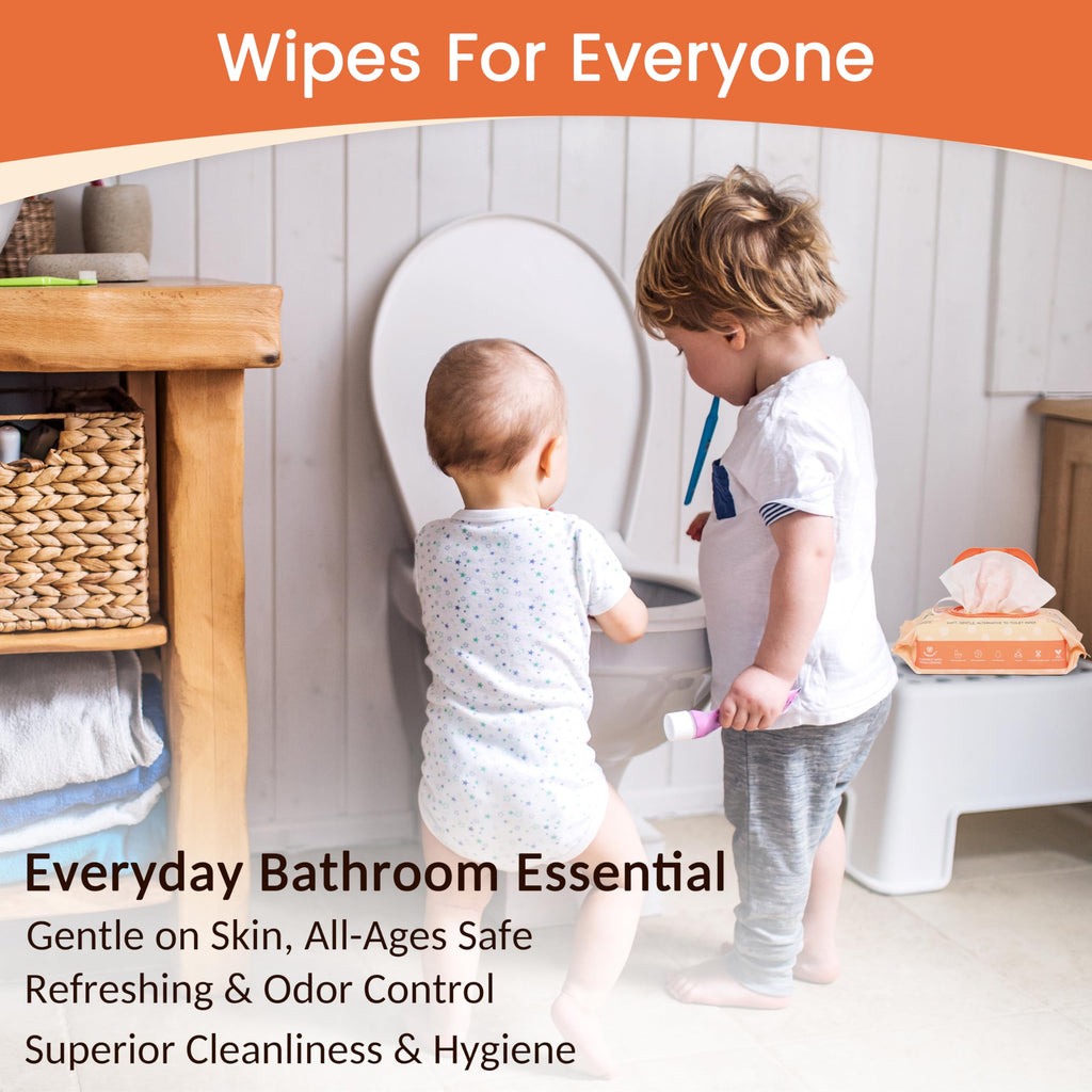 WONDERFUL Flushable Butt Wipes, Lemon Citrus 100% Plant-Based Wet Wipes for Adults & Kids; Sewer, Septic Safe; Gentle on Sensitive Skin, Wipes Flushable Pack for Bathroom & Travel, 3-Pack (180 Count)