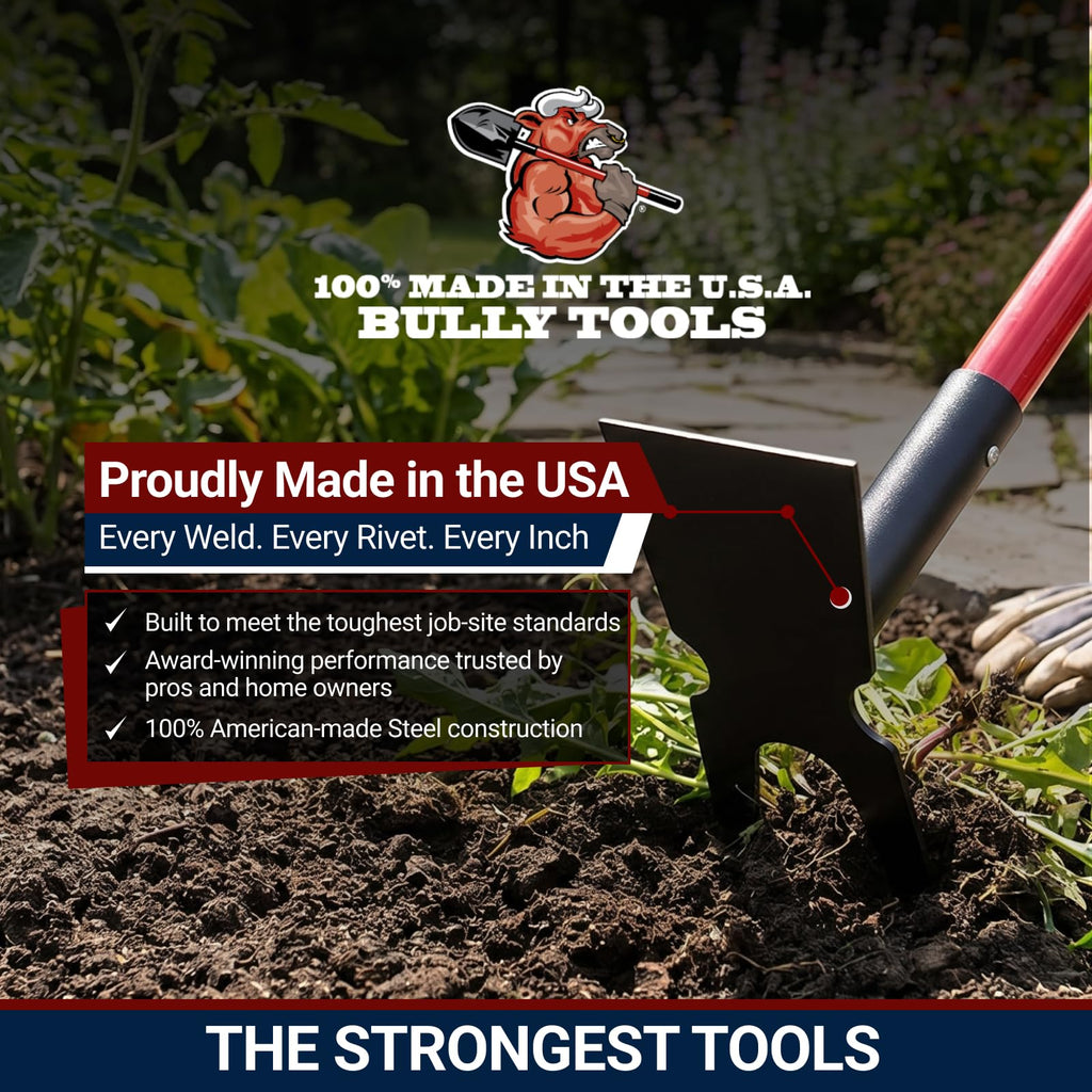 Bully Tools 12-Gauge Two-Prong Weeding Hoe, 58" Fiberglass Long Handle
