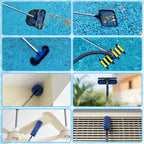 Poolvio 12FT Pool Pole, 2-Piece Telescopic Swimming Pool Cleaning Pole with Universal Threaded Tips, 2-in-1 Design for Skimmer Nets, Vacuum Heads, Brushes & Household Cleaning Tools