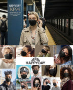 HAPPYDAY , 25 Packs, Made in KOREA Premium KF94 Micro Dust Protection Individually Packaged Black Face Mask Large