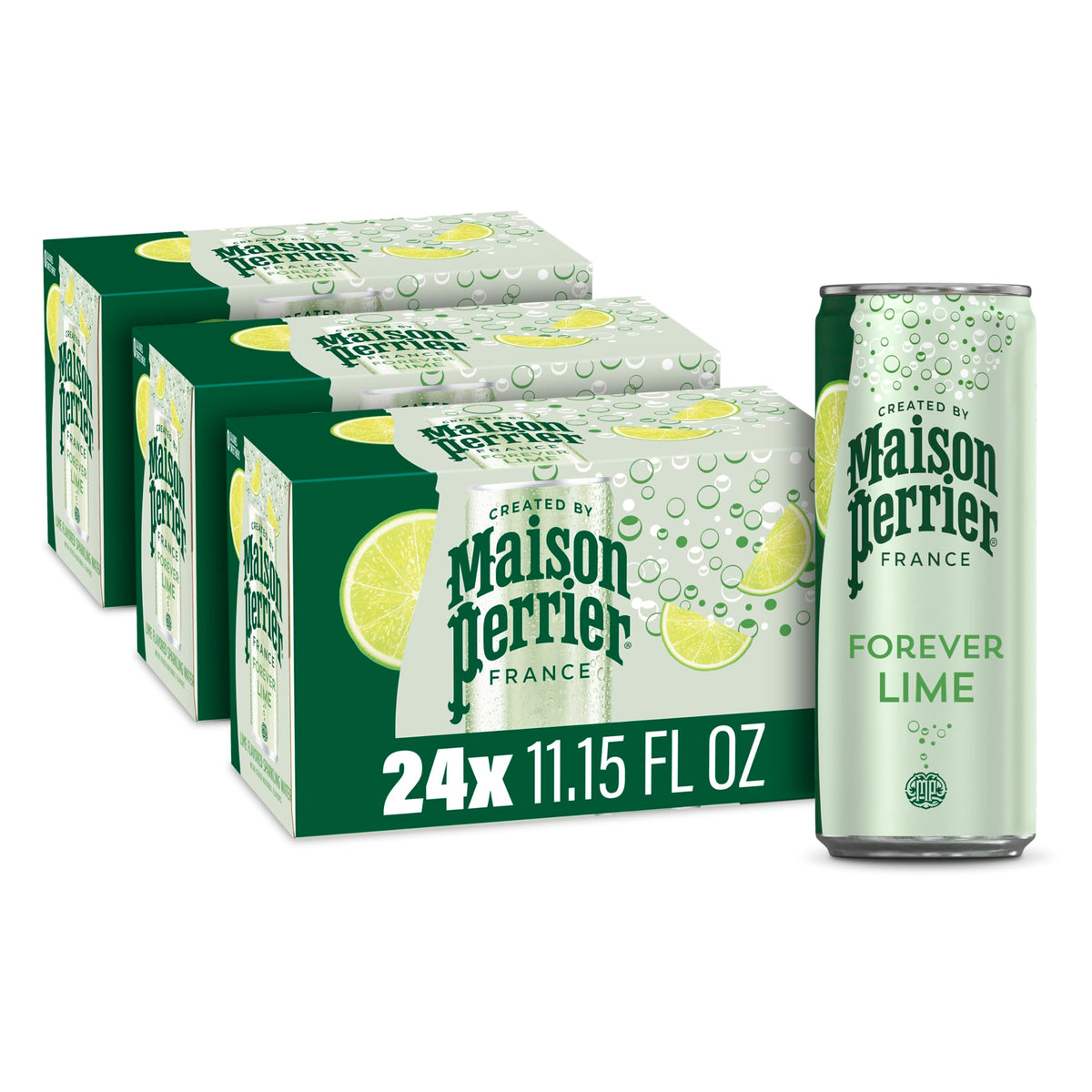 Maison Perrier Forever Lime Sparkling Water, 0 Calories, 24 Pack