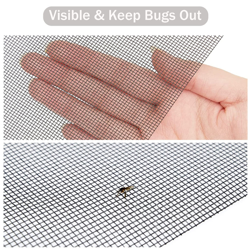 SAKURRY Window Screen Replacement Kit, 48'' x 99'' Fiberglass Screen Mesh with Rolling Tool and Screen Retainer Spline, DIY Adjustable Screen Door Mesh for Window, Door and Patio, Gray