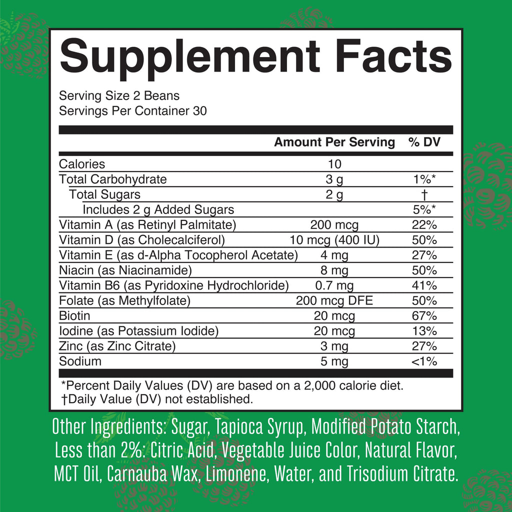MaryRuth Organics Multivitamin Multimineral Vita-Beans for Kids | Vegan Chewable Vitamins for Ages 4+ | Immune Support | Bone Health | Raspberry Flavor | 60 Count