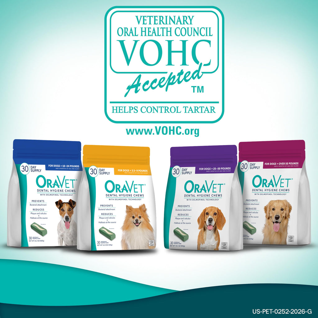 OraVet Dental Chews for Dogs, Oral Care and Hygiene Chews (Extra Small Dogs, 3.5-9 lbs.) Yellow Pouch, 30 Count
