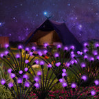 Solar Garden Lights Outdoor, 2 Pack 16 LED Solar Purple Firefly Lights Waterproof, Starburst Wind Swaying Light for Outside Yard Patio Planter Flower Bed Walkway Halloween Christmas Decoration