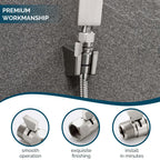 Angle Simple Water Flow Control Valve, Brass Shut Off Valve for Dual Shower Faucet, RV Shower Head with Hose Flow Restrictor, Brushed Nickel