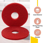 Teenyyou 2 Pcs 12" Red Scrubbing Pads Commercial Cleaning Orbiter Pads-Maintenance Non Woven for Floor Buffer Machine