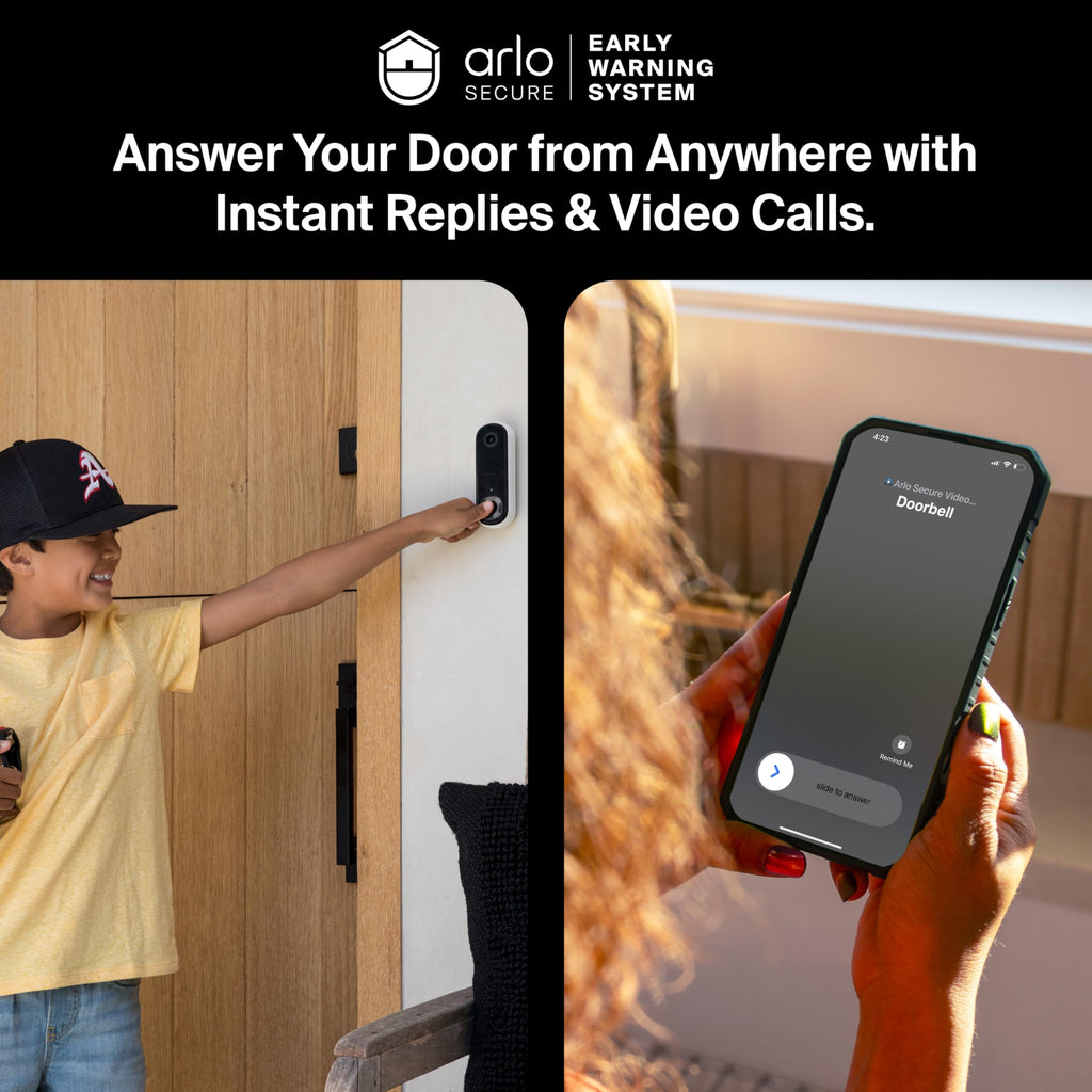 Arlo Video Doorbell HD | 2nd Gen | Wireless/Wired Option, 2-Way Audio, Night Vision, Head to Toe Video View, Integrated Siren | Live Stream | Real Time Notifications |180 Deg Wide View, White