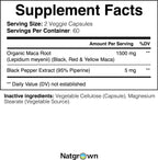 Natgrown Organic Maca Root Powder Capsules - Black, Red & Yellow - 1500 mg per Serving - Gelatinized Peruvian Maca Supplement - Non-GMO, Gluten-Free, Vegan - (120 Count)