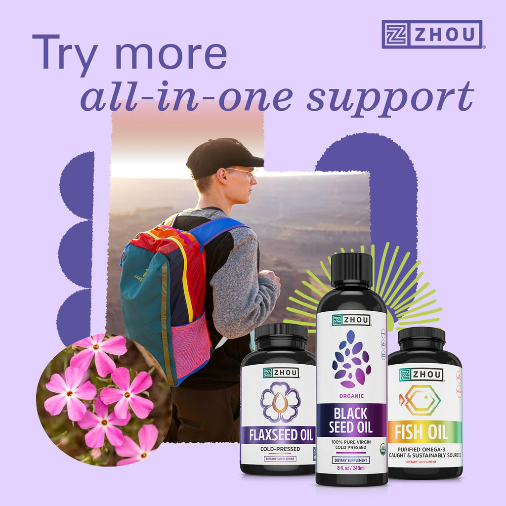 ZHOU Organic Black Seed Oil - Black Cumin Seed Oil Cold Pressed, Nigella Sativa, Pure Unrefined Blackseed Liquid, Premium Supplement for Health with Thymoquinone, Omega 3 6 9-8 Fl Oz (Pack of 2)