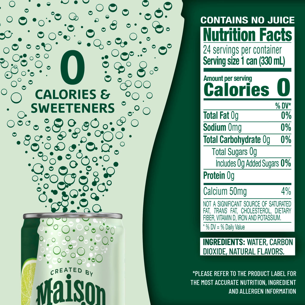 Maison Perrier Forever Lime Sparkling Water, 0 Calories, 24 Pack