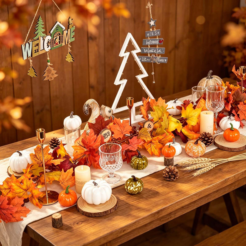 DearHouse 2 Pack Fall Garland Maple Leaf, 5.9Ft/Piece Hanging Vine Garland Artificial Autumn Foliage Garland Thanksgiving Decor for Home Wedding Fireplace Party Christmas (Orange)