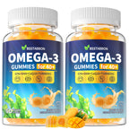 BSSTABBON Omega-3 Gummies Supplement for Adults 40+: 1280mg Vegan Omega3 Fatty Acid DHA EPA with Vitamin D3 K2 Zinc Turmeric for Overall Health Support - Fish Oil Alternative for Women Men(120Count)