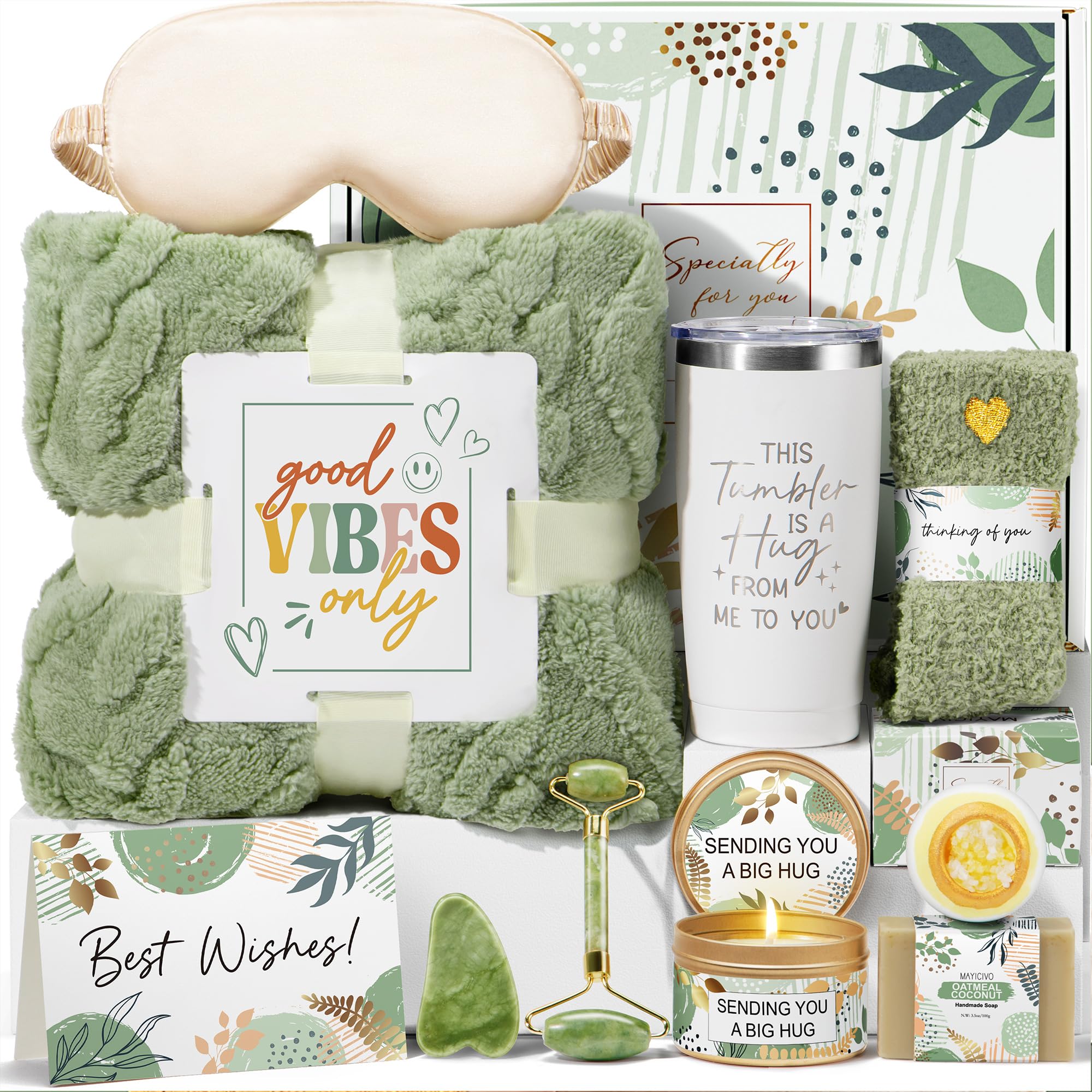 Self Care Gifts for Women Get Well Soon Gifts Basket, Birthday Gifts for Women Care Package Relaxing Spa Gifts Thinking of You Gifts w/ Blanket, Unique Christmas Gifts for Mom Her Friend Sister Wife