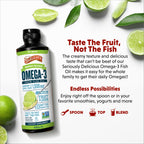 Barlean's Omega 3 Fish Oil Liquid Supplement for Men and Women, 1500mg of EPA and DHA Fatty Acid, Promotes Brain & Heart Health - Non-GMO, Key Lime Pie, 8 oz