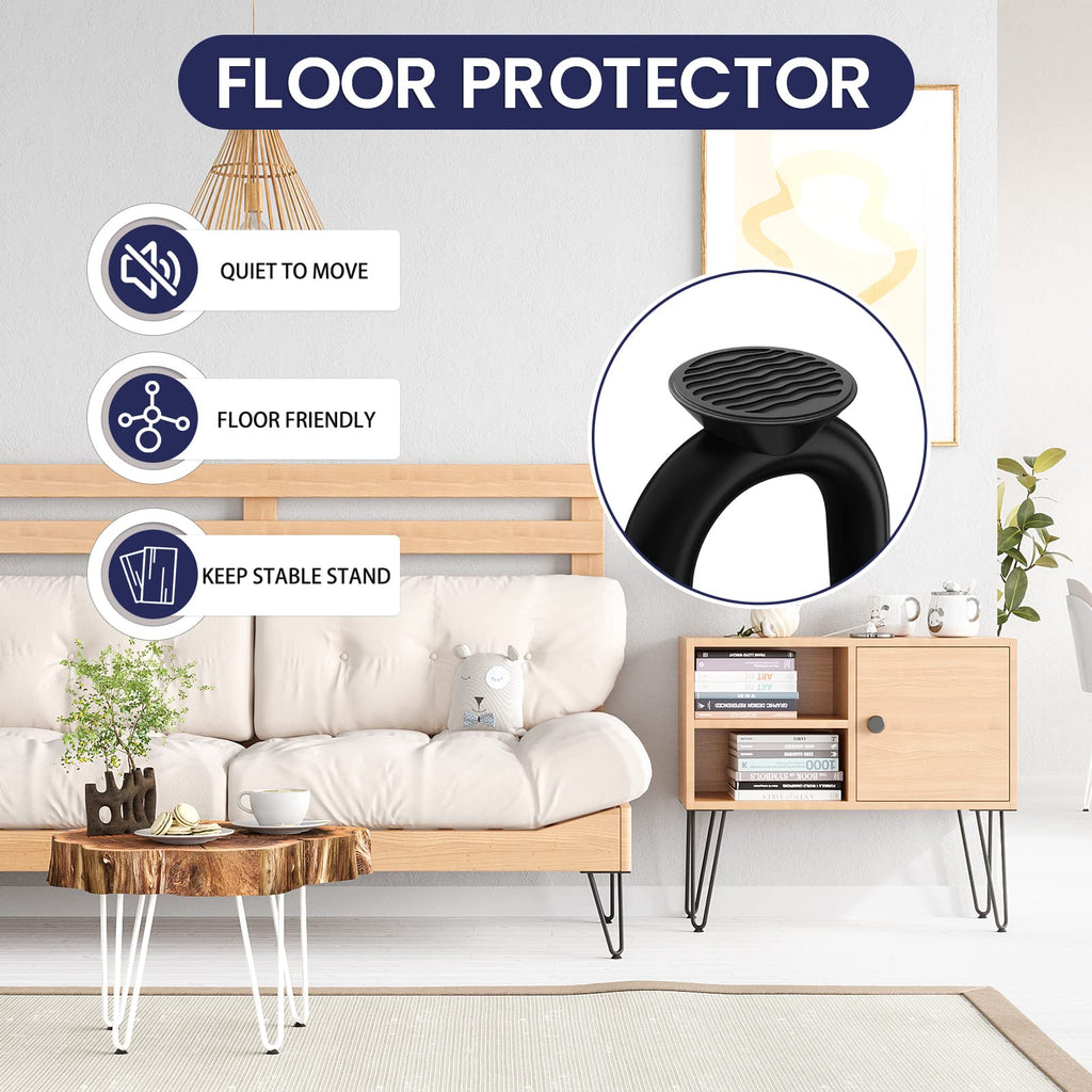 SMARTSTANDARD 20 Inch Heavy Duty Hairpin Furniture Legs, Metal Home DIY Projects for Nightstand, Coffee Table, Desk, etc with Rubber Floor Protectors Black 4PCS