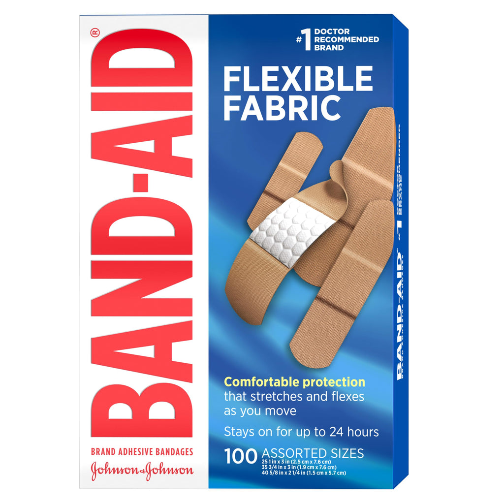 BAND-AID Brand Flexible Fabric Adhesive Bandages, Assorted, 2 x 100 Count