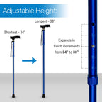 RMS Folding Cane - Foldable, Adjustable, Lightweight Aluminum Offset Walking Cane - Collapsible Walking Stick with Ergonomic Derby Handle - Ideal Daily Living Aid for Limited Mobility (Blue)