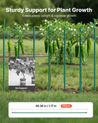 VEVOR Garden Stakes, 50 Pack, 46.06 inch, Plastic Coated Metal Tomato Stakes, Garden Sticks for Plants Support, with Pointed End and Non-Slip Bumps for Growing Climbing Plants, Outdoor Vegetables