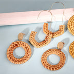 FIFATA 18 Pairs Vacation Statement Earrings for Women Straw Rattan Earrings Acrylic Resin Hoop Drop Dangle Earrings Set Hypoallergenic for Sensitive Ears