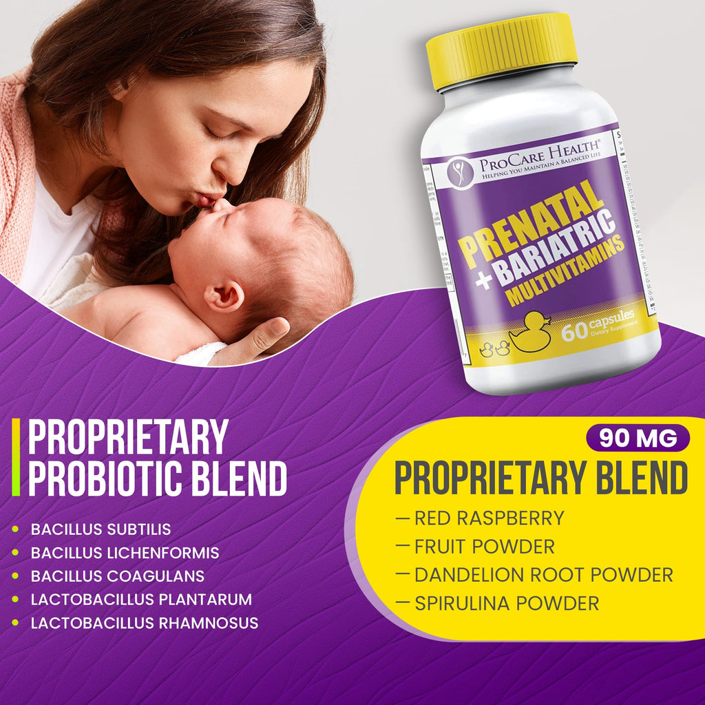 ProCare Health Prenatal Bariatric Multivitamin with Iron (60 Easy to Swallow Capsules) – for Women, Bariatric Vitamins for Gastric Bypass & Gastric Sleeve (1 Month Supply)