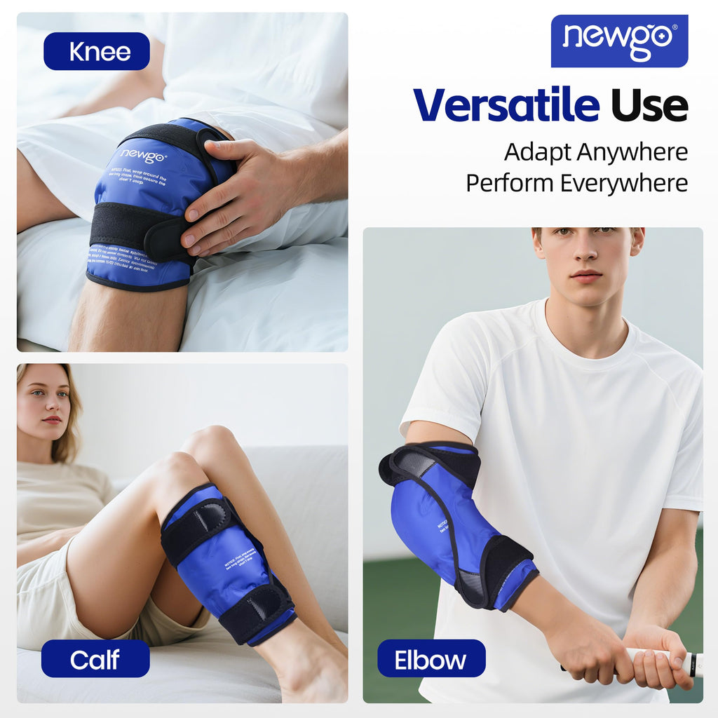 NEWGO Knee Ice Pack Wrap, Ice Pack for Knees Cold Compression Therapy for Knee Replacement Surgery, Arthritis Pain, ACL, Swelling, Sports Injuries (21.7" x 9.8") - Blue