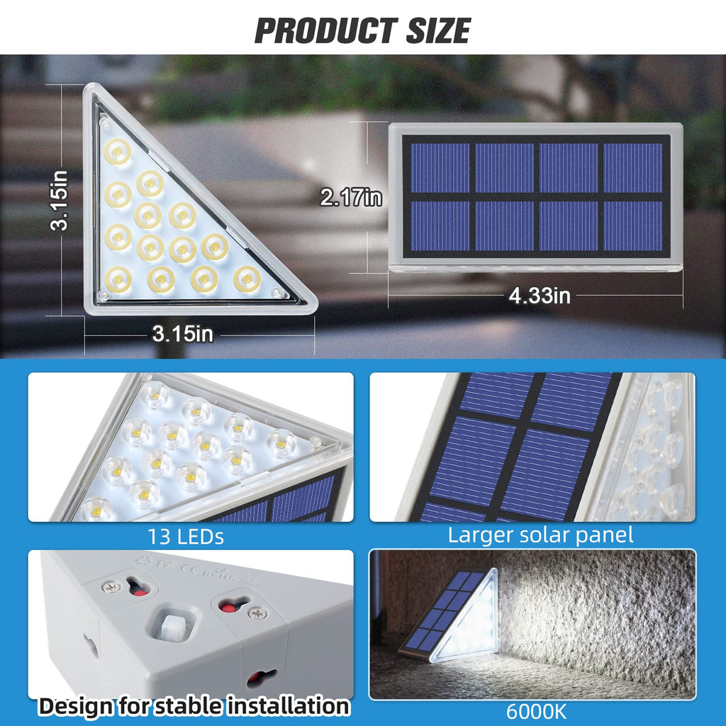 NIORSUN Solar Step Lights,12 Pack Cool White Solar Stair Lights Outdoor Waterproof IP67 Auto On Off,Solar Lights for Steps,Stair,Patio,Yard,Porch,Front Door,Sidewalk,Deck Decor