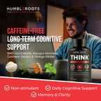All-Natural Brain Supplement for Memory and Focus - Caffeine-Free Long-Term Cognitive Support - 10 Nootropic Ingredients Including Lion’s Mane, Bacopa, Turmeric, Ginkgo & Huperzine A - 90 Capsules