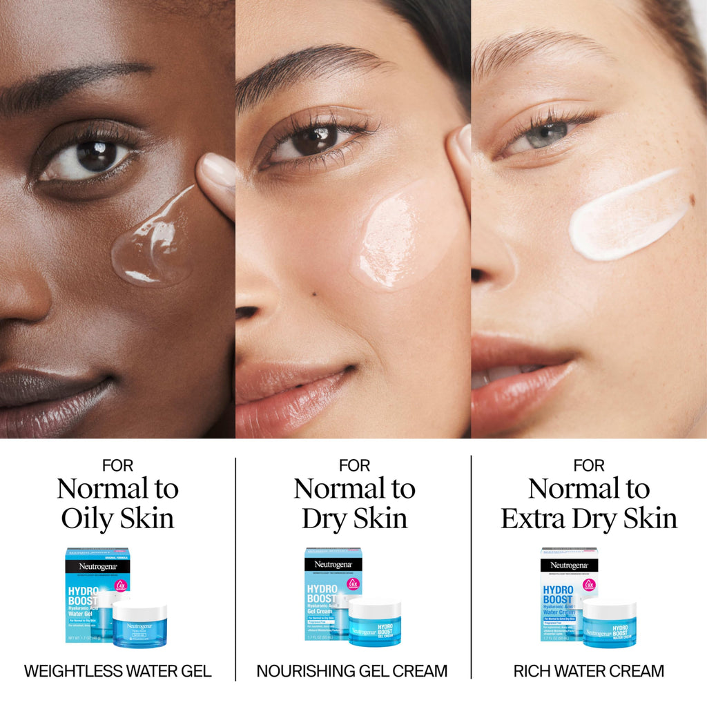 Neutrogena Hydro Boost Gel Cream, 48 Hr Hydration for Normal/Dry Skin, Fragrance Free, Face Moisturizer with Hyaluronic Acid, 1.7 oz. & Trial Size Hydro Boost Hydrating Gel Cleanser, 0.5 fl oz