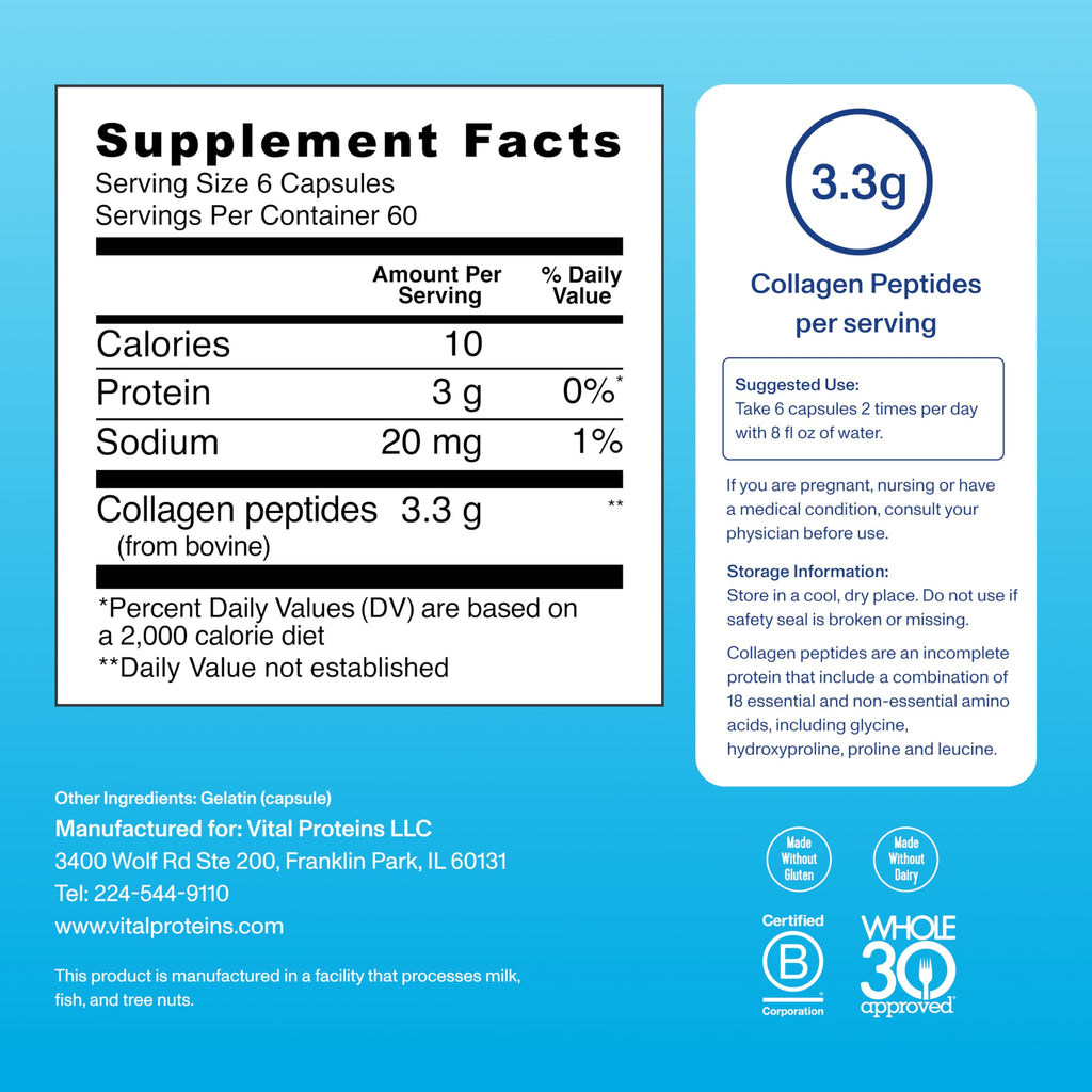Vital Proteins Collagen Peptides Capsules for Women, Collagen Supplement 360 Capsules
