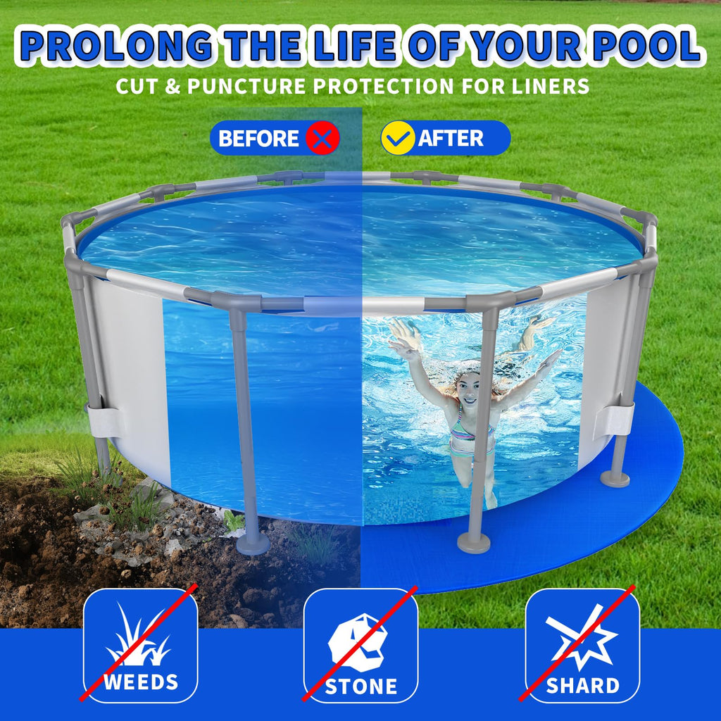 18FT Round Pool Liner Pad for Above Ground Pools, Thickened Puncture-Resistant Under Mat, Heavy-Duty Underlayment, Outdoor Tarp Protector for Concrete/Lawn, Pool Floor Base Pad, Extends Liner Life