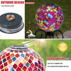 VCUTEKA Solar Gazing Ball, 10" Mosaic Glass Garden Globe Outdoor Decor, Red