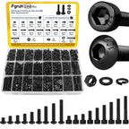 Fgruh 2300PCS M3 Screws with Nuts Assortment Kit, M3x4/6/8/12/16/20/25/30/35 mm Hex Socket Button & Cap Head Bolts Nut and Washers Set, 12.9 & 10.9 Grade Black Zinc Plated for DIY, 3D Printer