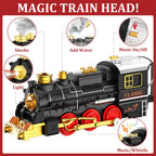 Train Set Train Toys for Boys with Smokes, Lights and Sound (ON/Off), Train Set Under Christmas Tree, Toddler Model Trains for 3 4 5 6 7 8+ Years Old Kids Gifts